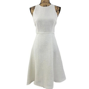 NATORI Women's Regular Plisse Crepe Flare Sleeveless Dress Size 8 Snow White New